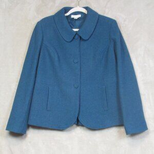 Pendleton Coat Womens Blue Teal Button Up Merino Wool Pea Jacket Size L
